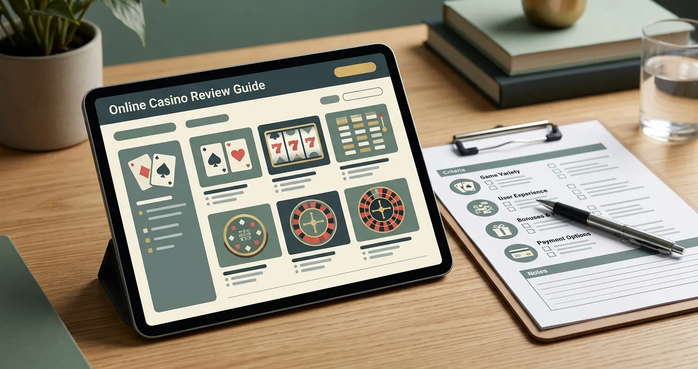 Spreadex slots and table games illustration on a neutral UK review desk